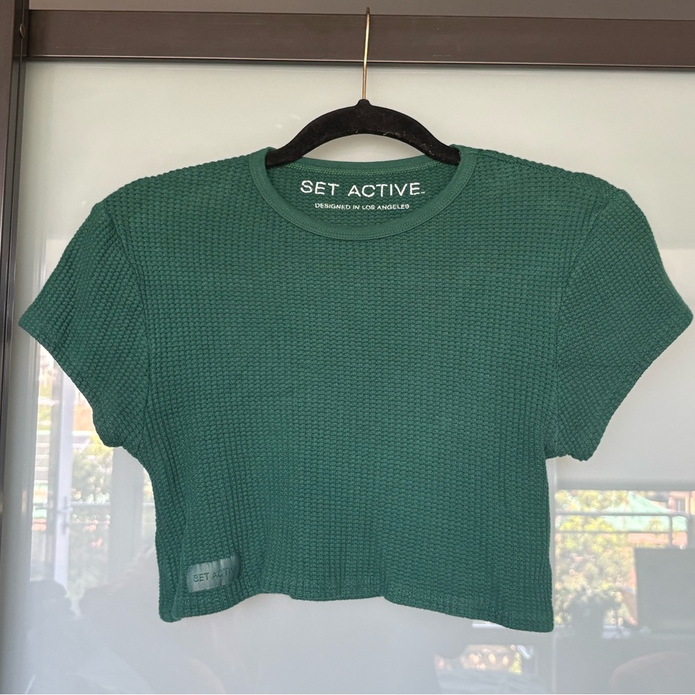 SET ACTIVE Lounge Waffle Green Tee